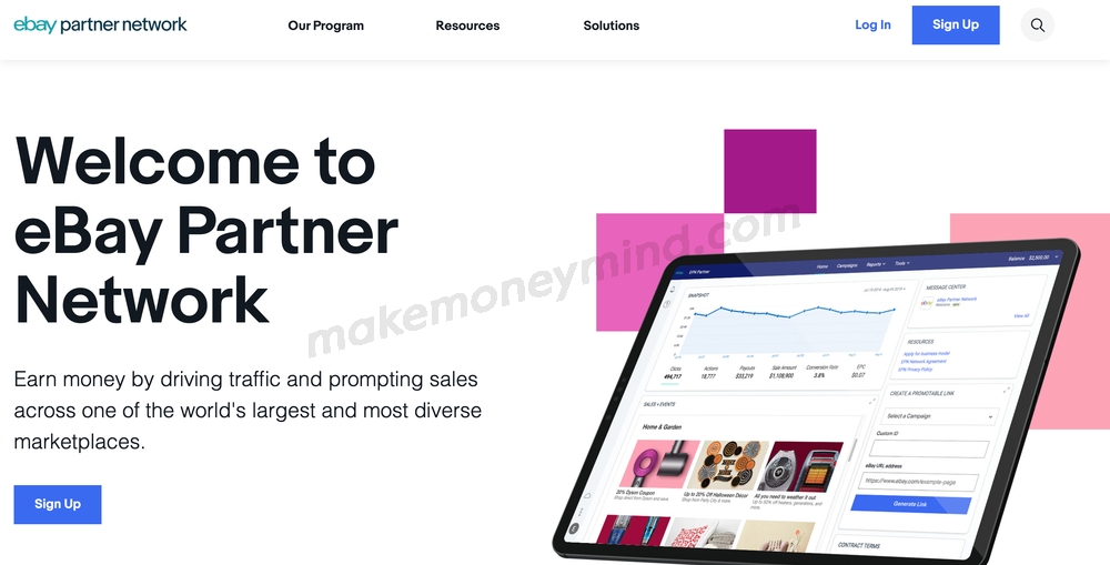 博客网站赚钱的联盟营销平台 - Ebay Partner Network